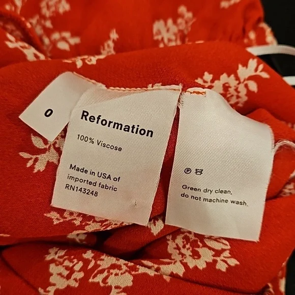 💕REFORMATION💕 Meredith Dress ~ Red Floral Print 0